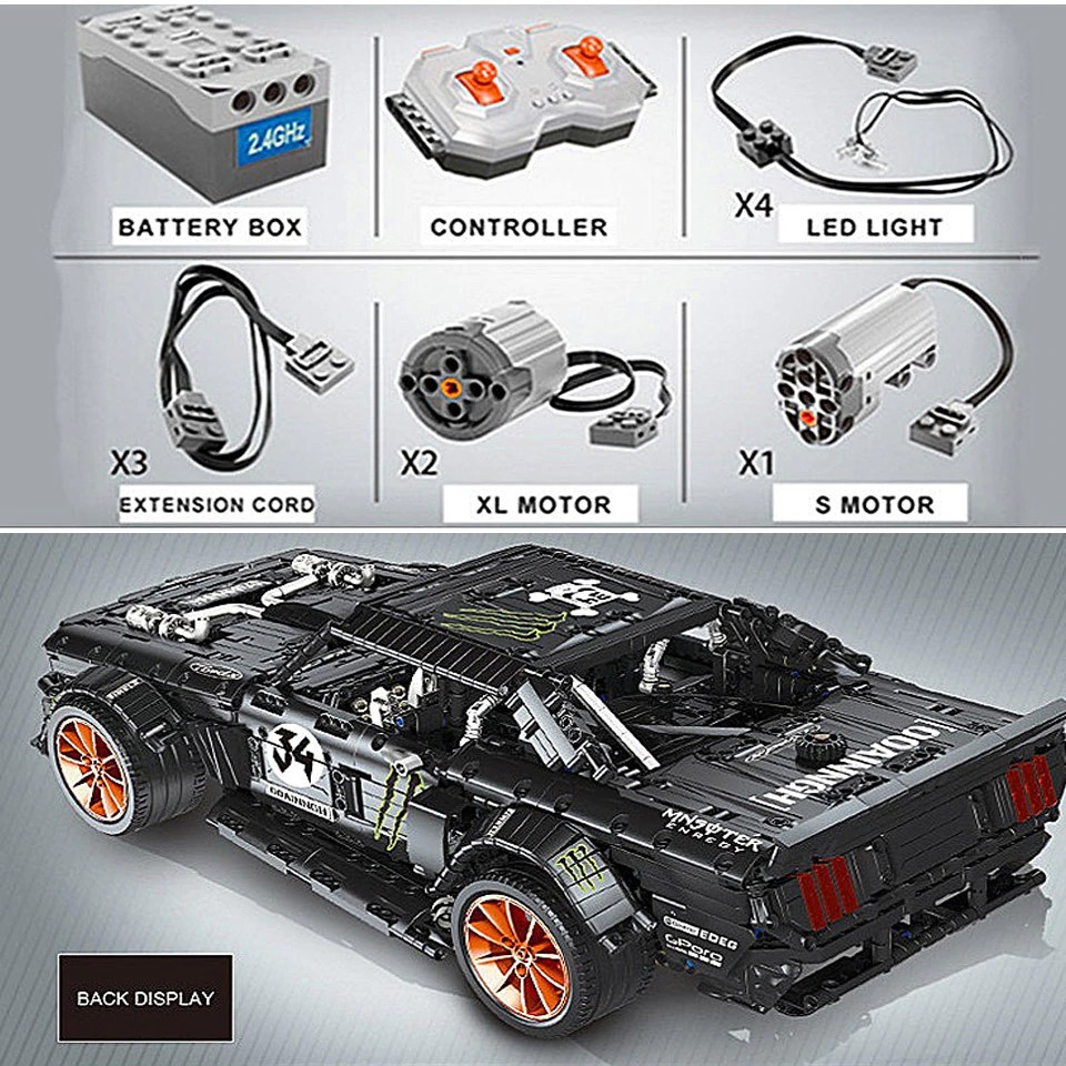 Mainan Lego Anak RC Ford Mustang Hoonicorn RTR V2 Technic Super Racing Car With Motor 20102