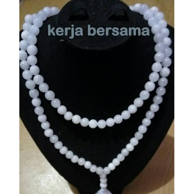 Tasbih batu akik cempaka putih 10mm isi 99