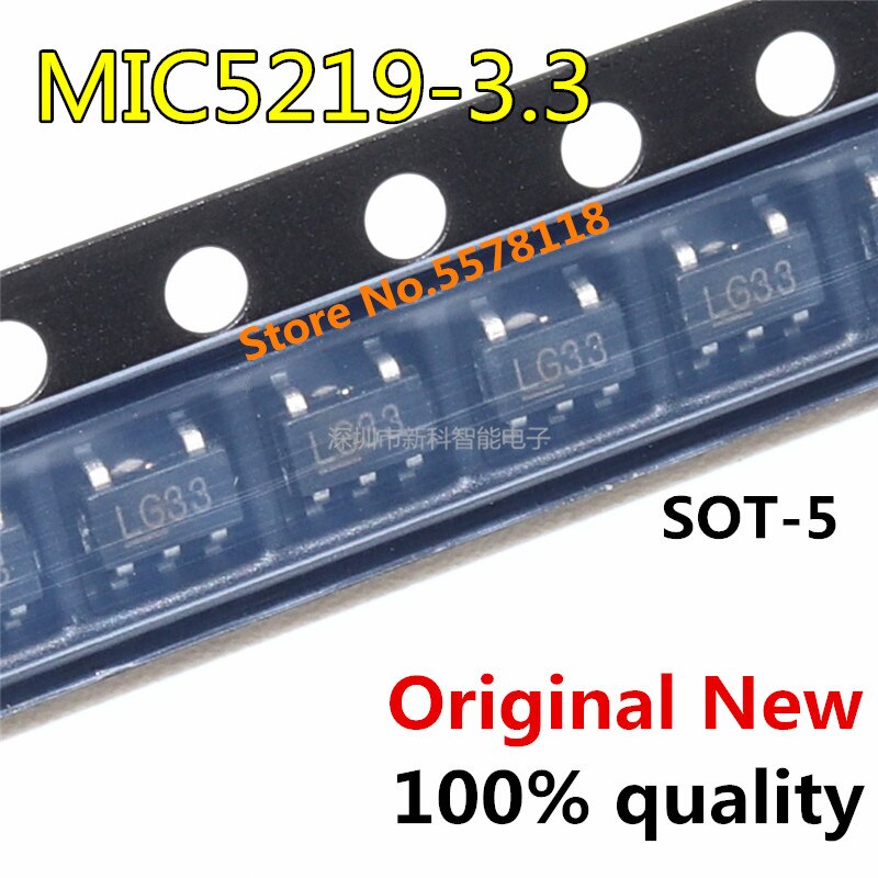 (Ready Stock) 100pcs/lot MIC5219-3.3BM5 SOT23 MIC5219-3.3 MIC5219 3.3V LG33 SMD