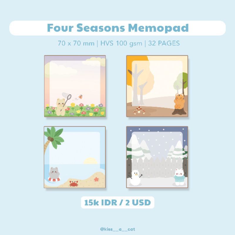 

Four Seasons Memopad - 96z Jun, Hoshi, Wonwoo, Woozi