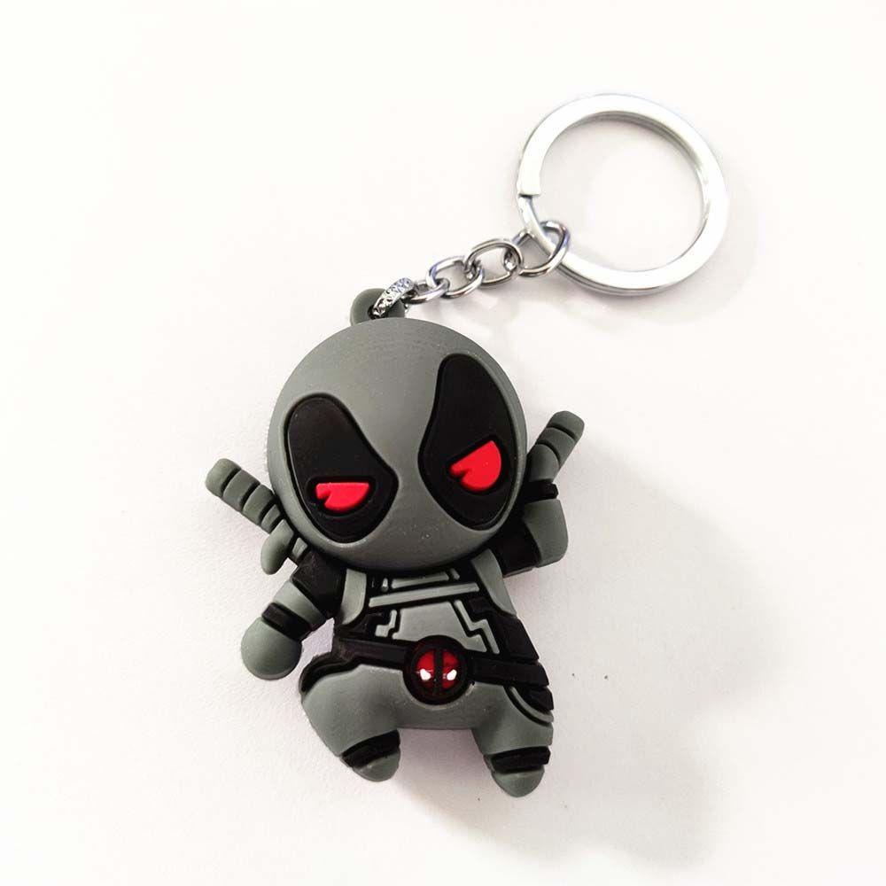 QUINTON Deadpool Gantungan Kunci Lucu Liontin Kartun Spider Man Action Figure Anime Mainan Figure Keychain Charm Key Ring