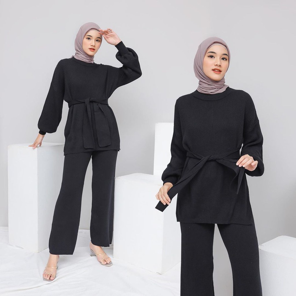 ONE SET-SETCEL KULOT + SWEATER BALON KNIT-1