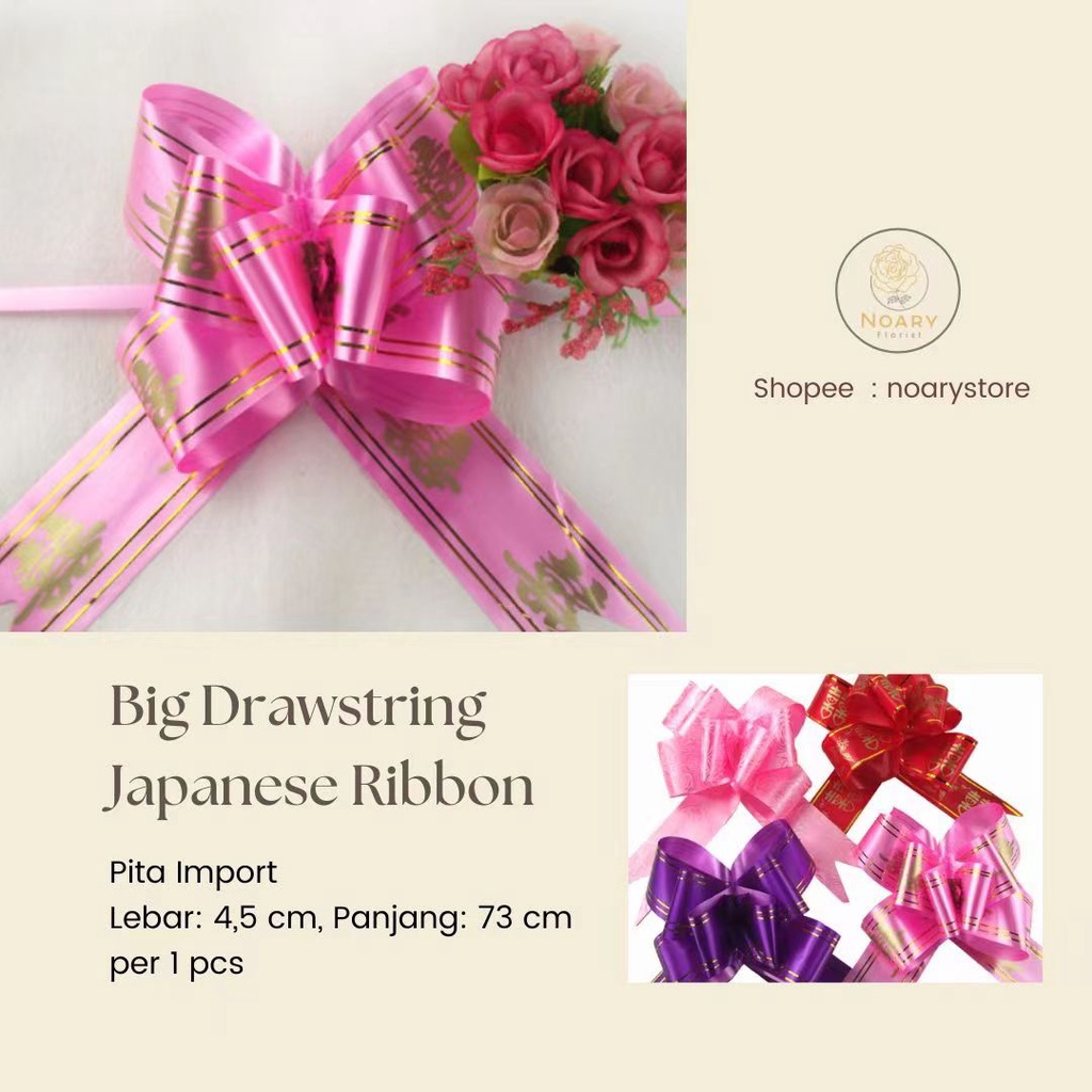 Big Drawstring Japanese Ribbon / Pita Satin / Ribbon / Pita Import / Pita Bunga / Pita Kado / Pita Chiffon / Pita Termurah / Flower Ribbon / Florist Ribbon / Pita / Pita Grosir / Pita Besar Kecil Medium / Satin / OPP / Pita Tarik / Florist supply