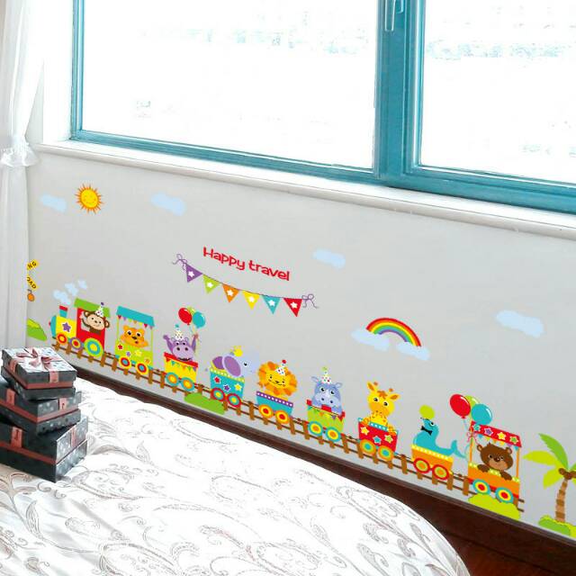 RELIZA WALLSTICKER KERETA ANAK CUTE ANIMAS TRAIN SK9011 WALL STICKER / STIKER DINDING