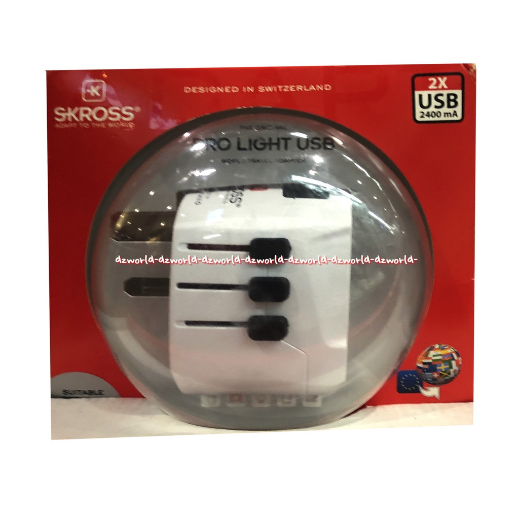 Skross World Adapter Muv Micro 2Pole Alat Saklar Colokan Internasional USB Skros Travel Adaptor Pro Light Usb World