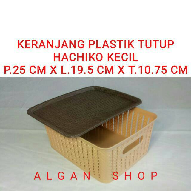 Keranjang Plastik Tutup Hachiko Kecil Capucino Basket Tray Container Mini Nampan Baki Wadah Persegi
