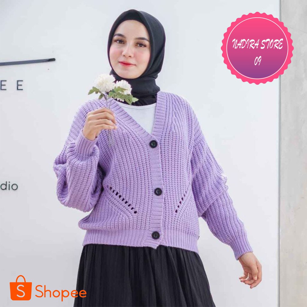 CARDIGAN RAJUT KANCING CORAK PREMIUM