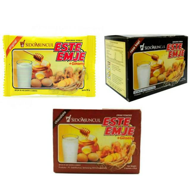 

ESTE-EMJE Susu SidoMuncul 30gr per box isi 5 sachet (Original +GINSENG / Coklat )