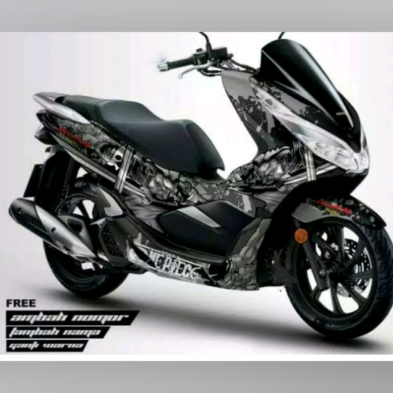 Stiker Decal pcx fullbody one piece black silver