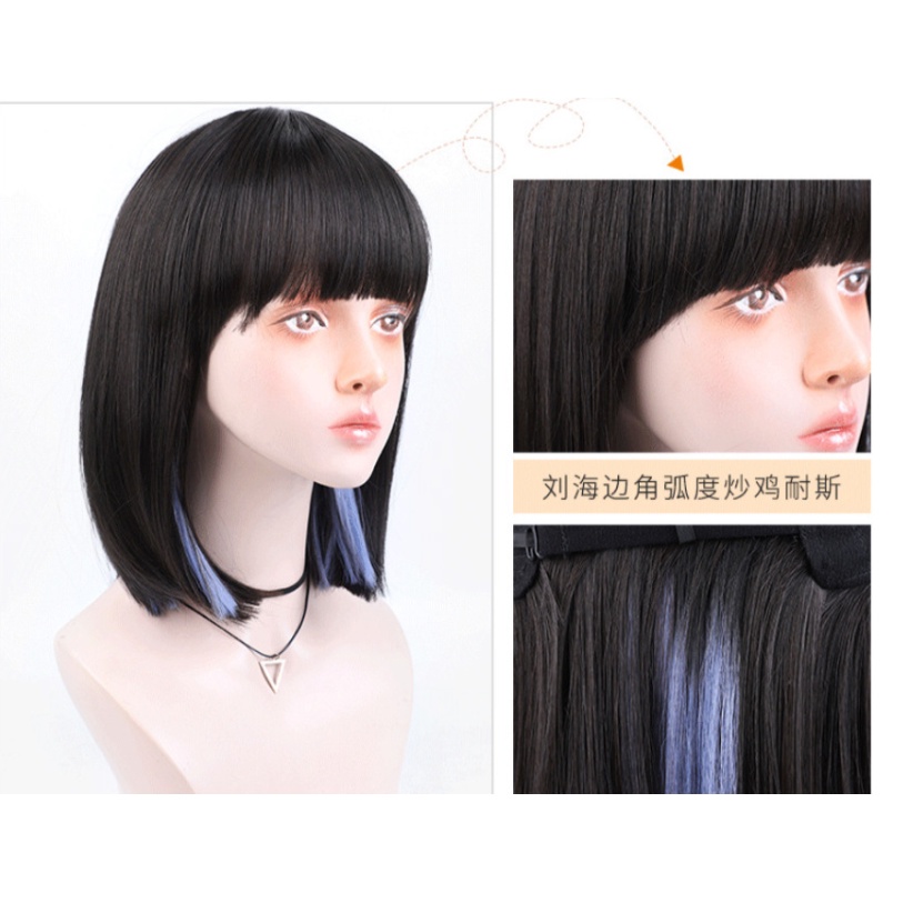 WDA-24 wig daily kpop korea jepang peek a boo abu gray rambut palsu lurus pendek bob hitam