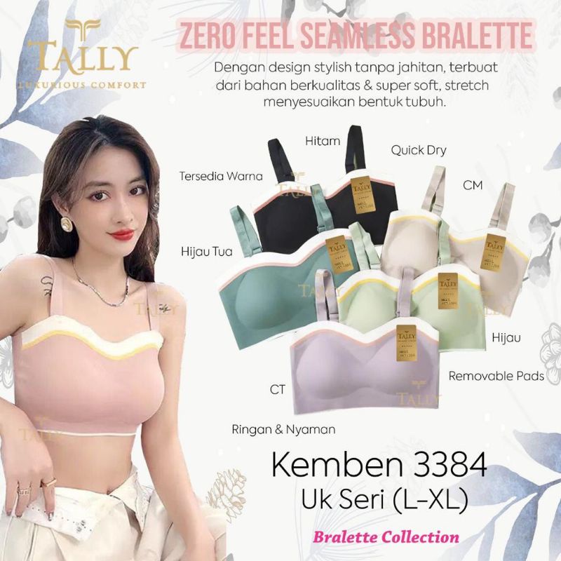 TALLY BRA BH KEMBEN BRALETTE 3384 | BUSA TIPIS | SIZE L-XL | BAHAN NYLON