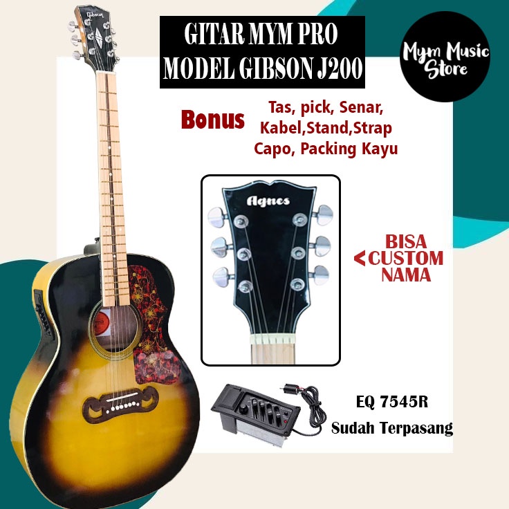 Gitar Akustik Elektrik Gibson J200 Free Packing Kayu Bergaransi 100%