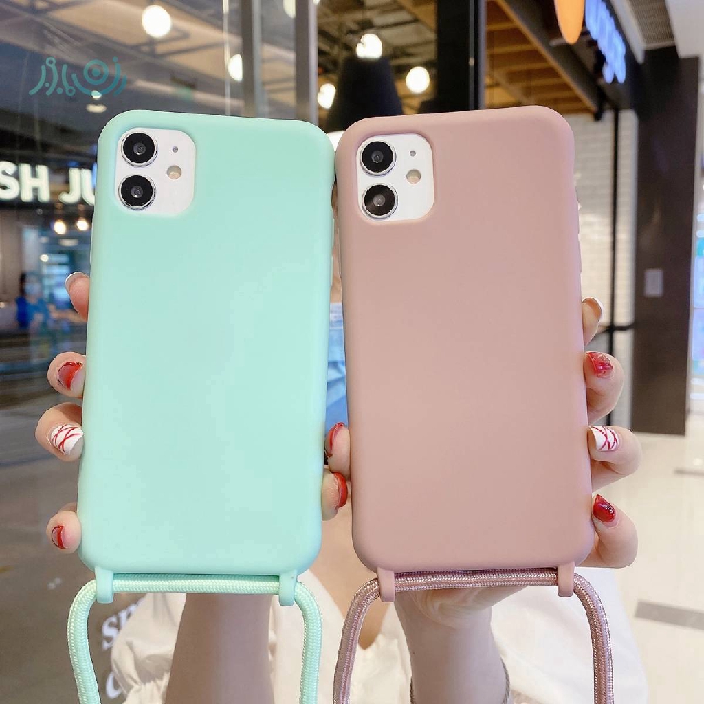 Casing Warna Permen Dengan Tali Lanyard Untuk Iphone 11 Pro Max Ip6S Ip7 8plus7plus Ipx Xr Xs Max Se 2020