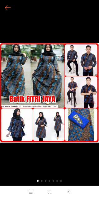 Batik Couple Batik Keluarga Ibu Ayah Dan Anak Maura Couple Sania Ruffle Modern ( Seno Biru )