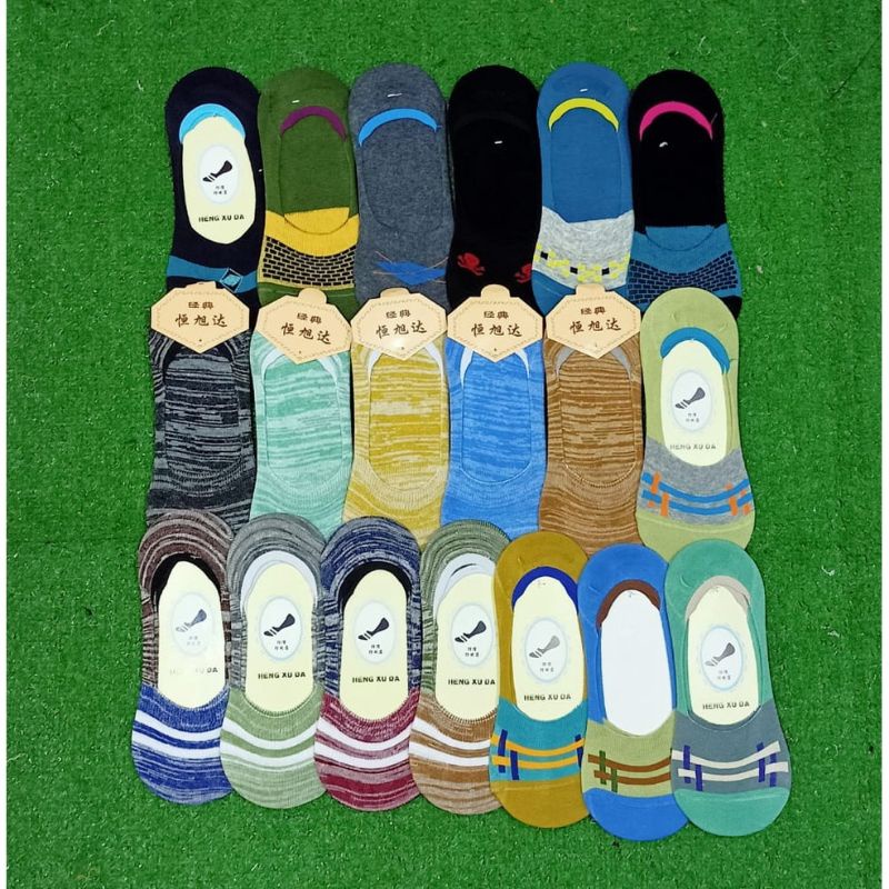 MN Kaos Kaki Balet Pendek Dibawah Semata Kaki Wanita Pria INVISIBLE Hidden SOCK-Motif Garis Cowok
