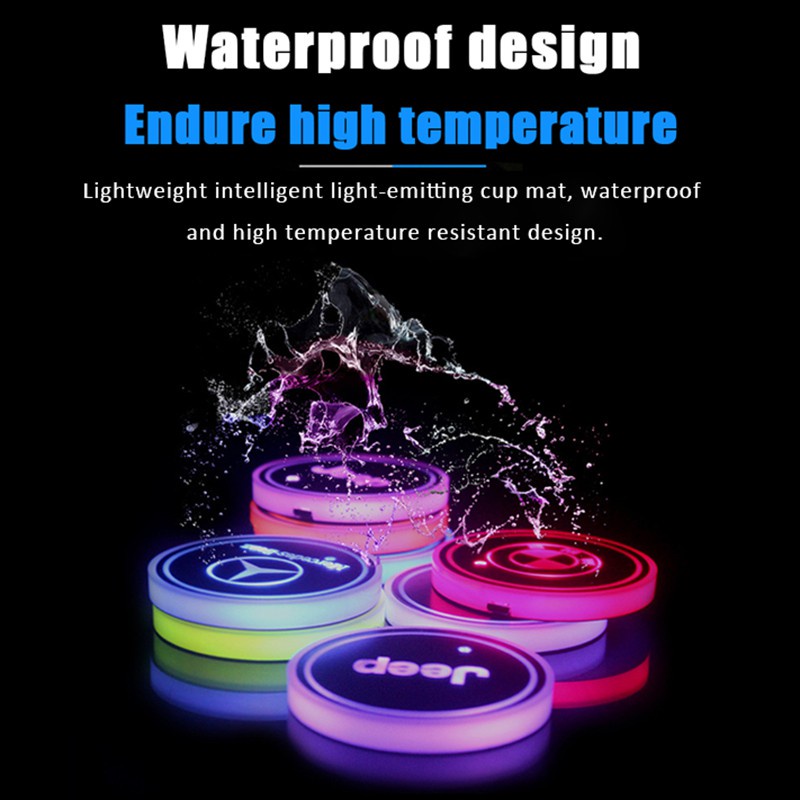 2 Pcs Tatakan Mobil Anti Slip Dengan Lampu Led 7 Warna Dan Port USB Untuk Land Rover