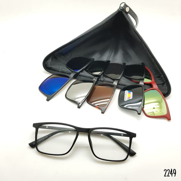 FRAME KACAMATA MURAH/KACAMATA ORIGINAL/ FRAME 2249 CLIP ON 5 LENSA