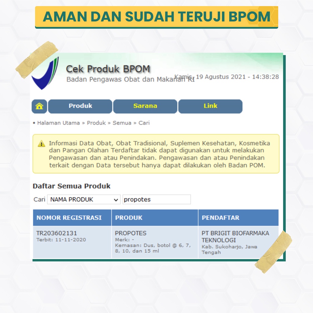 Obat Herbal Untuk TBC - PROPOLIS PROPOPTES 10ml (BPOM)