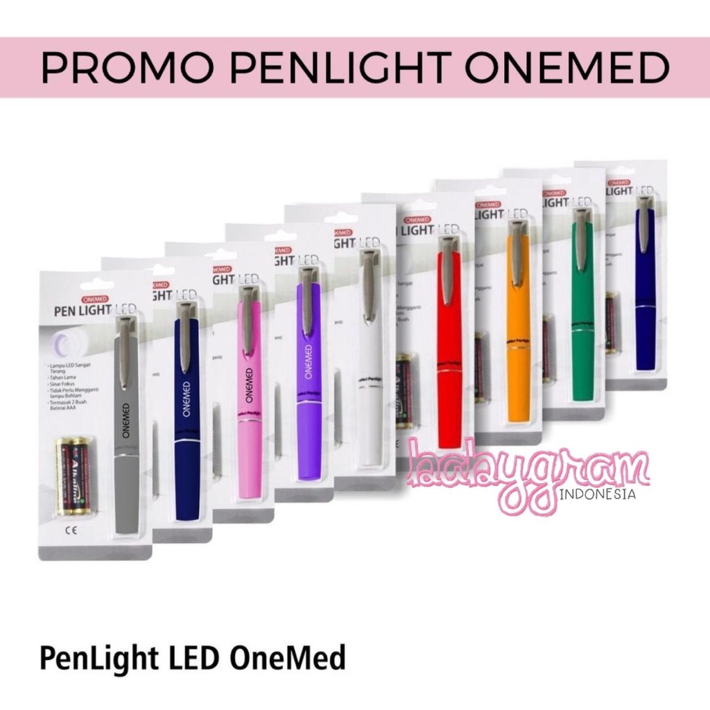 Penlight LED Sinar Putih Onemed / Pen Light FREE Baterai AAA