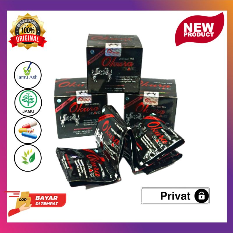 Kapsul Okura Black Original / Stamina Pria Asli Perbox Isi 10 Sachet