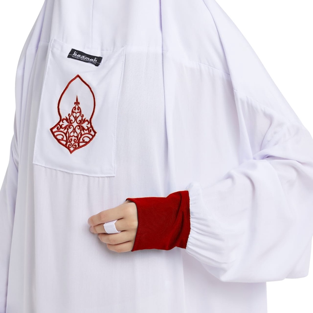 Mukena terusan hadromaut rayon yabasmah putih mukena hadromaut yabasmah