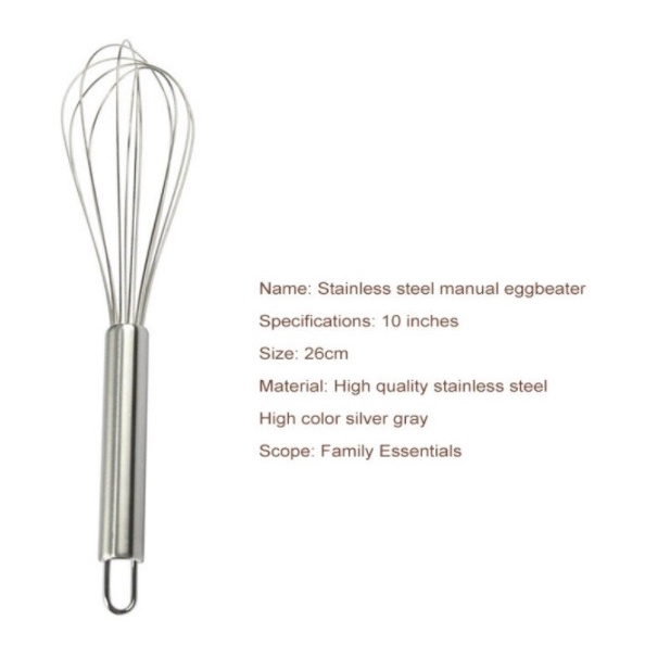 Egg Whisk Beater Balloon 10in Stainless Pengocok Telur Adonan 25cm