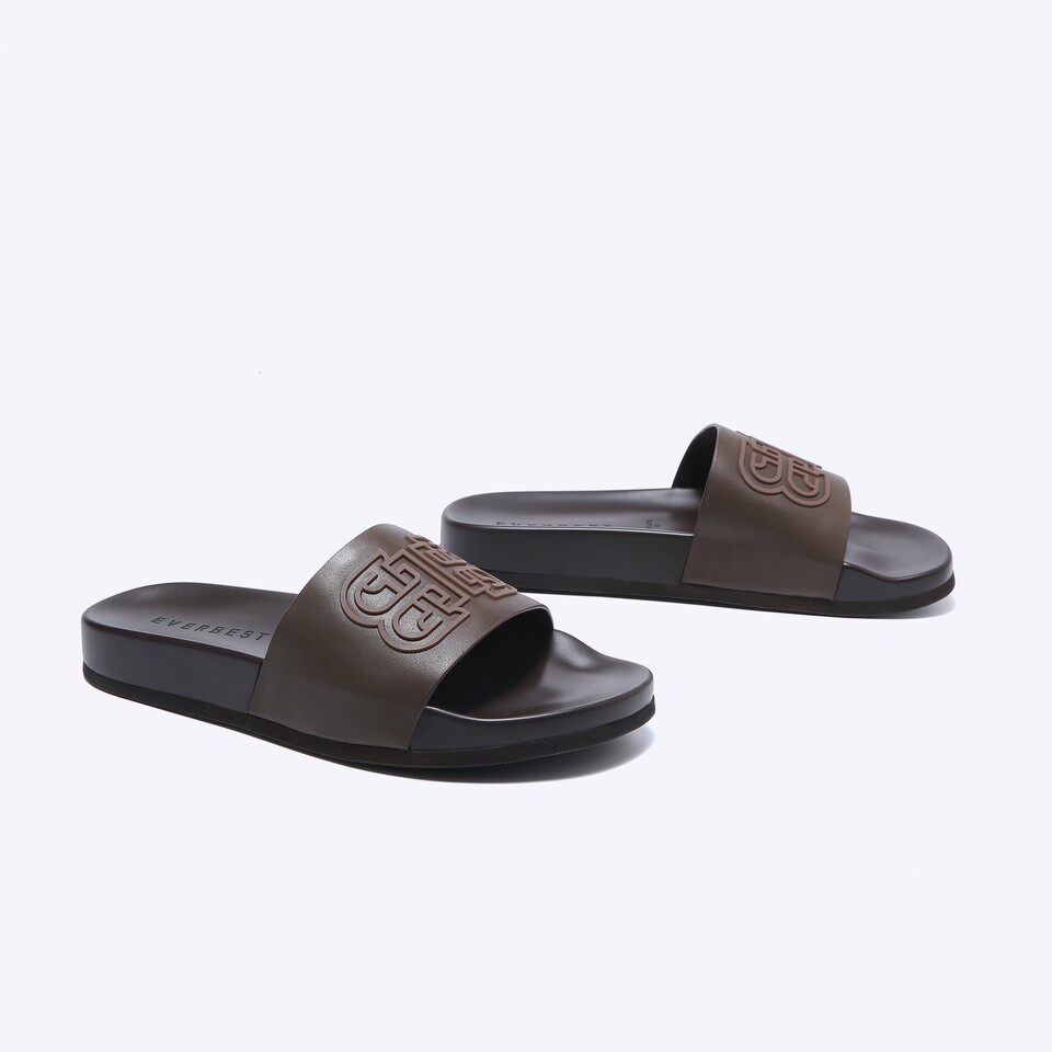 SANDAL SLIDE EVERBEST PRIA ORIGINAL CASUAL KULIT BRANDED COKLAT EM29