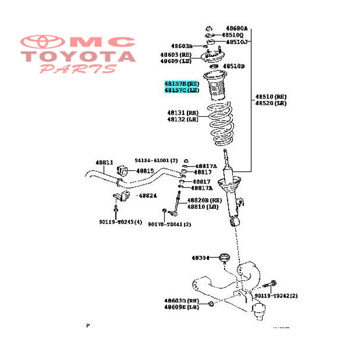 Karet Tatakan Per Keong Depan Atas Toyota Innova B-435 48157-0K020