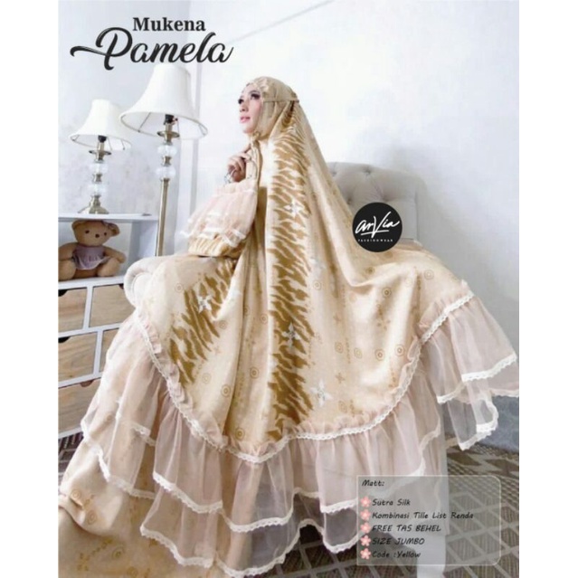 Mukena Terbaru Jumbo Bahan Sutra Silk Viral Tille Renda