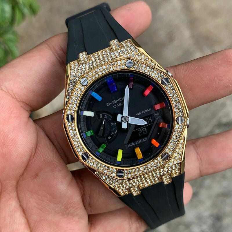 Jam casio G-shock GA2100 custom strap dan bezel