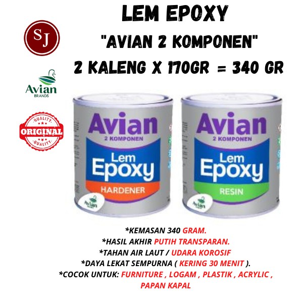 Lem Epoxy Avian 340 Gram E Poxy Kayu Besi Logam Kaca Logam Glass Wood x dextone x demp-x
