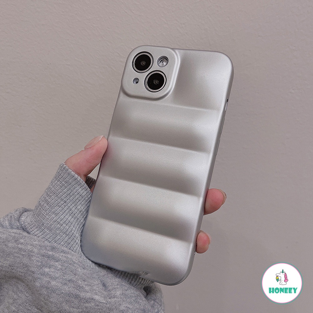 Casing Soft Case TPU Silver 3D Untuk IPhone 14 13 12 11 Pro Max  X XS XR 8  7