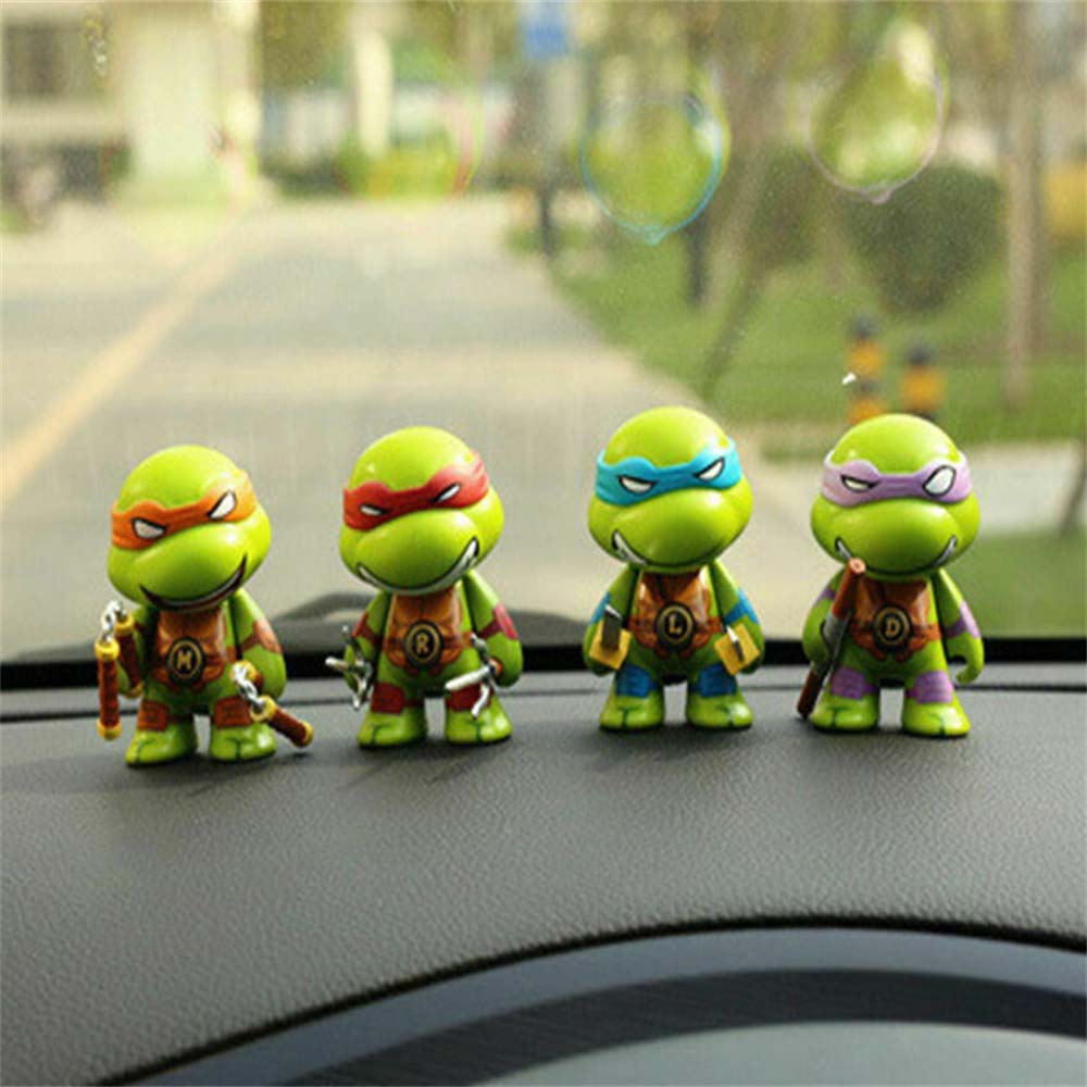 4pcs Q Versi Ninja Turtle Action Figure Set Ninja Turtle Bergerak Pvc Action Figure Ornamen Mobil