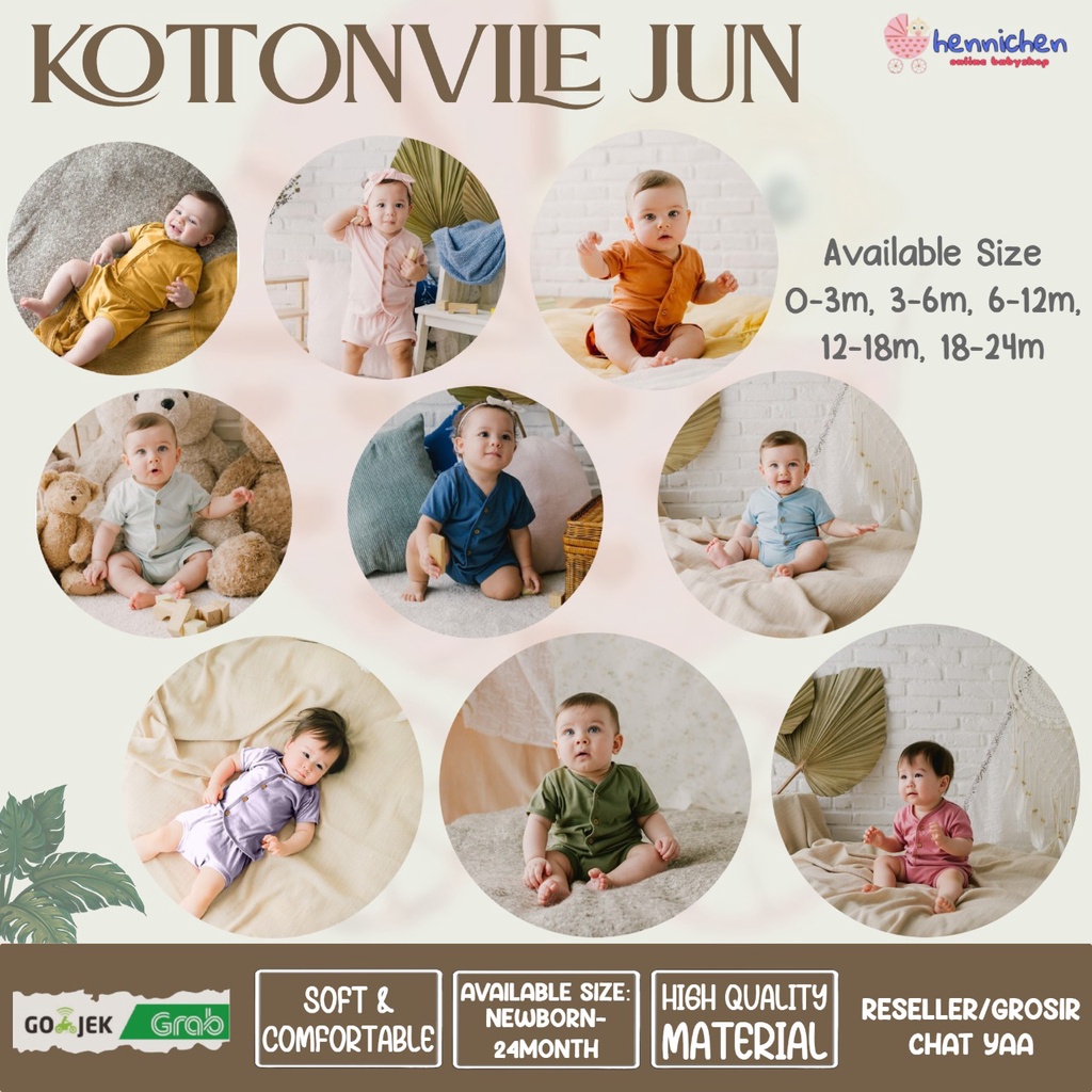 KOTTONVILLE Setelan Piyama Anak Pakaian anak piyama bayi Takoyakids Essentials Jun Short Sleeves