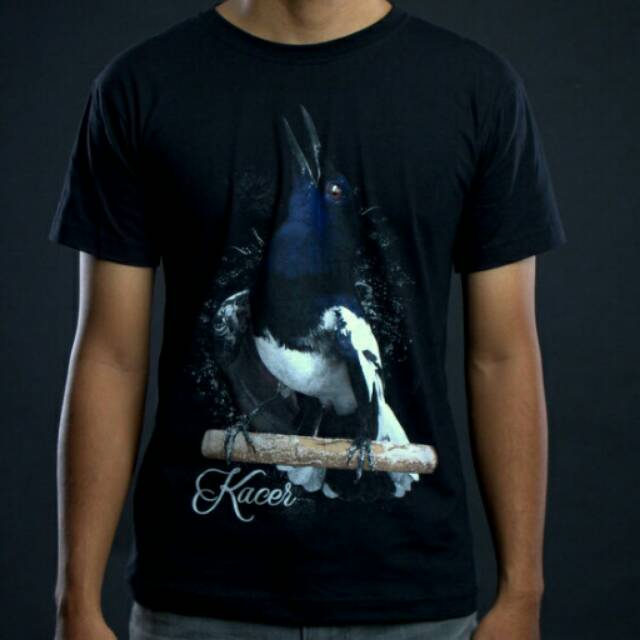 Kaos baju burung kacer hitam