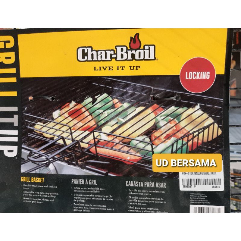 penjepit daging panggang bbq char broil grilling basket