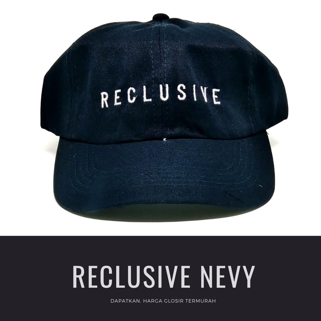 Termurah Topi baseball / garis tiga / challange / reclusive / kaktus / smile / pesawat kertas / yours / brotosaurus dino / daun kecil rasta / pohon kelapa  ring premium dan pertamax pria wanita kpop korea-Reclusive nevy