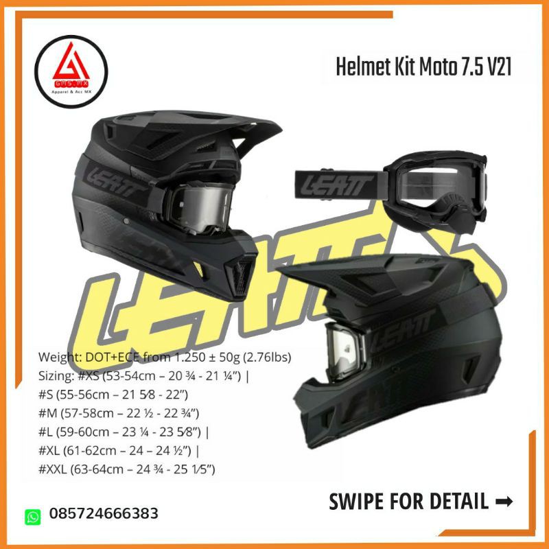 HELM LEATT 7.5, HELMET KIT MOTO 7.5 V21, HELM CROSS LEATT