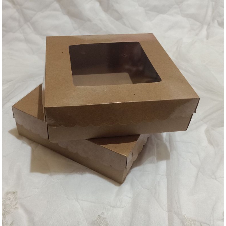 

kotak kue kraft + Jendela cake box 22x22x7 /dus kue / box bolu
