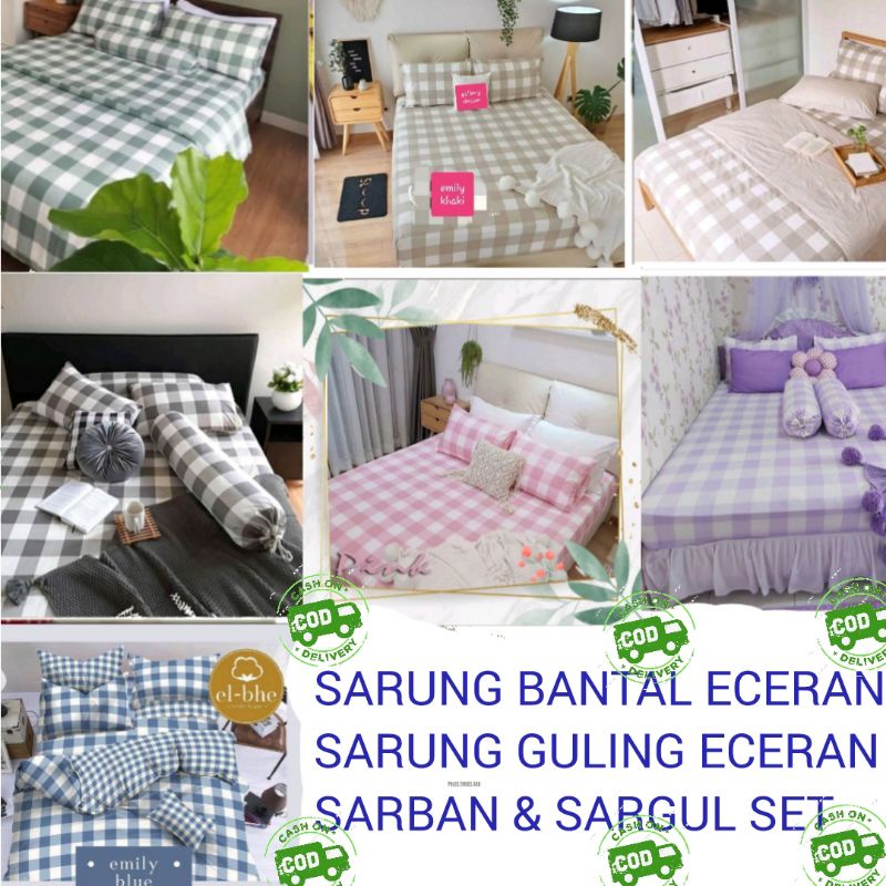 SARUNG BANTAL DAN SARUNG GULING MOTIF KOTAK KOTAK DAN AESTENTIC GROSIR EMILI