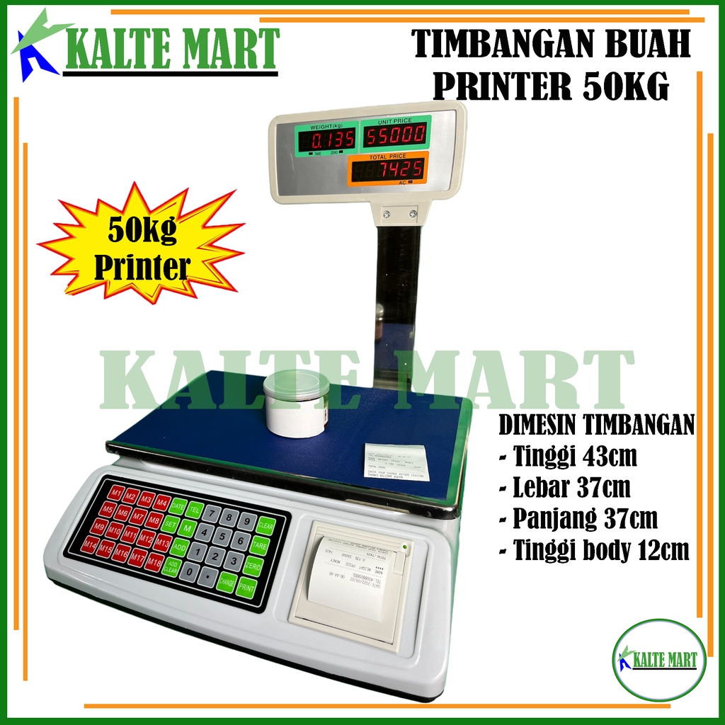 Timbangan Digital Printer 50kg Timbangan Buah Sayur 50Kg Printer Price Computing Scale Print 50kg