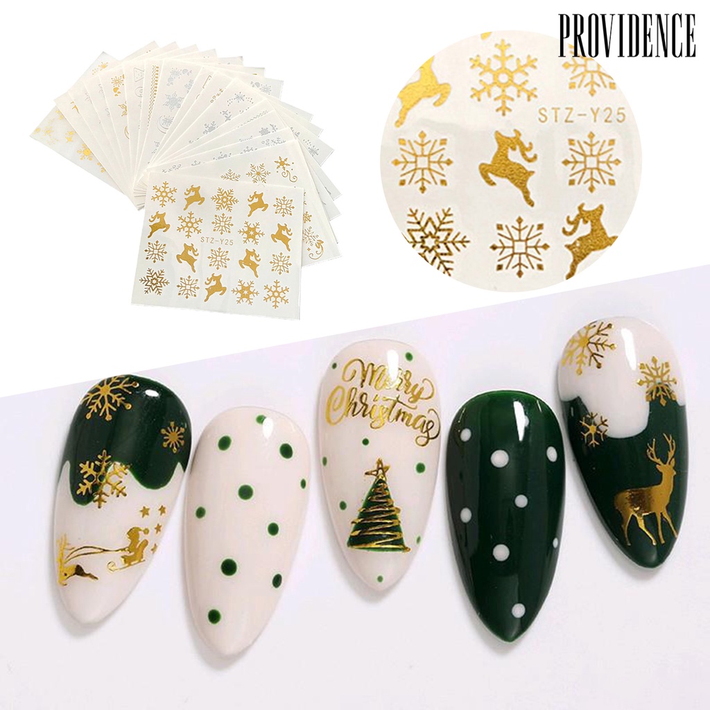 Providence 16Pcs Manicure Decal Delicate Lightweight Solid Color Gold Color Snowflake Manicure Sticker for Women