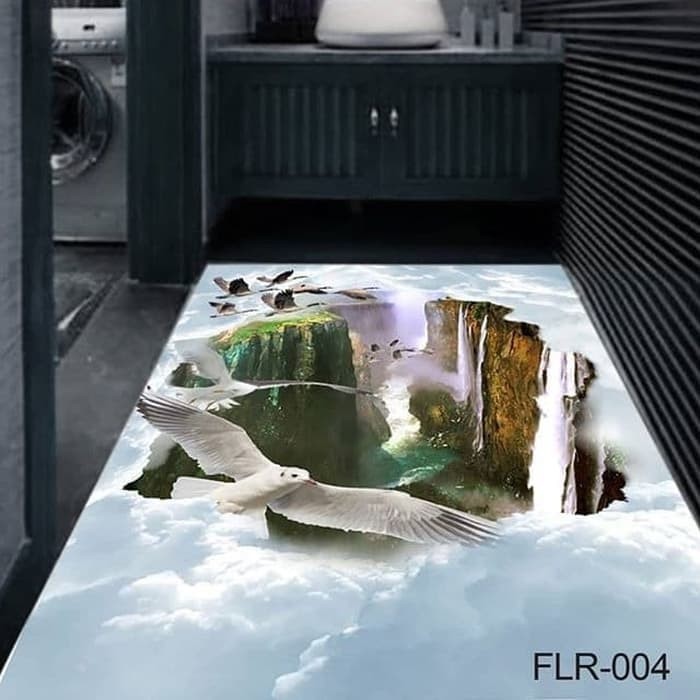 WALLPAPER STICKER CUSTOM 3D WALLPAPER LANTAI WATERFALL