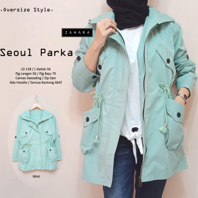 SEOUL PARKA - PARKA WANITA - JAKET PARKA KANVAS - CANVAS SWEADING