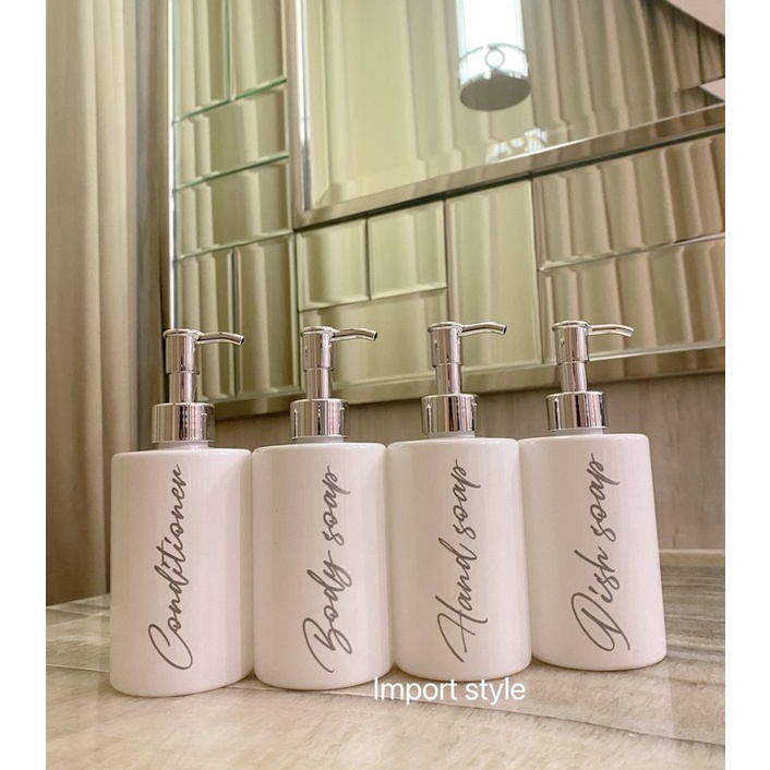 botol PUTIH EXCLUSIVE 250ml silver . aesthetic bottle minimalist refill organizer tempat sabun cair pump estetik