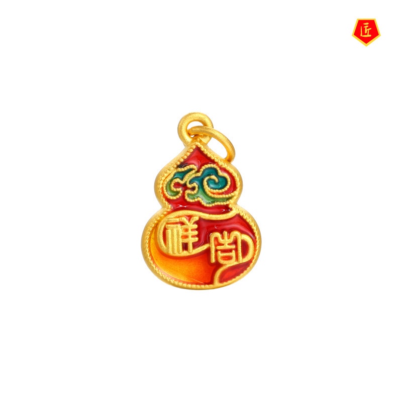 [Ready Stock]Gold Calabash Pendent 3D Gold Lucky Fortune Pendant Elegant Fashion