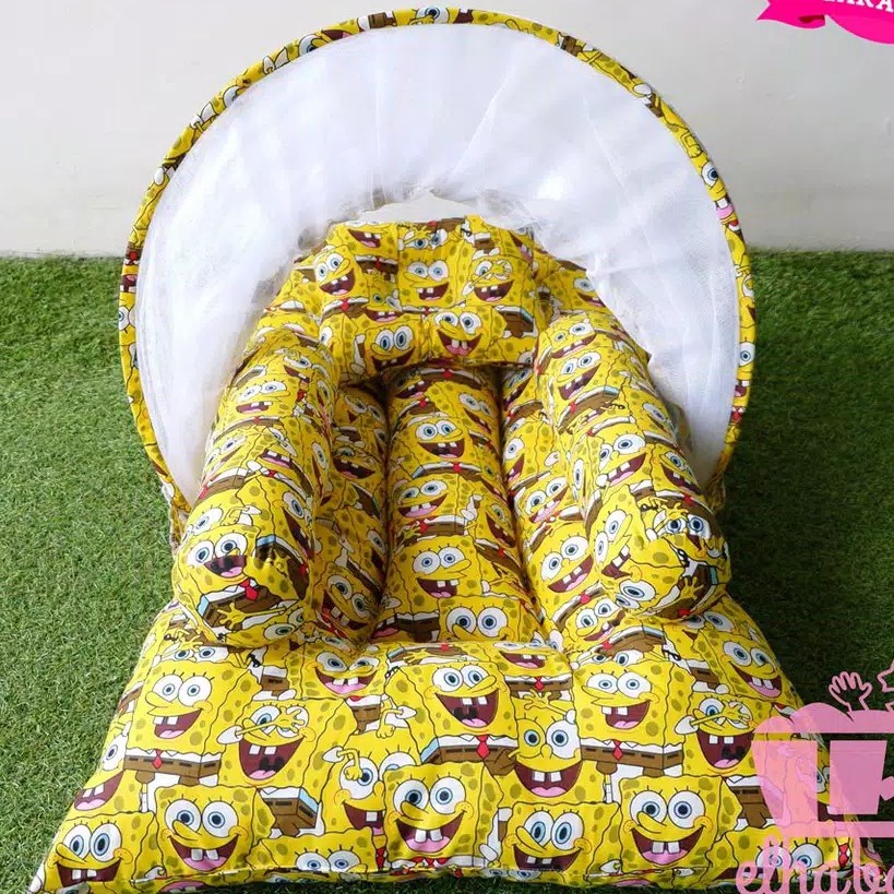 Kasur Bayi Lipat Kelambu elha Baby / paket hemat 1 set kasur bayi baru lahir / sofa bayi isi dakron