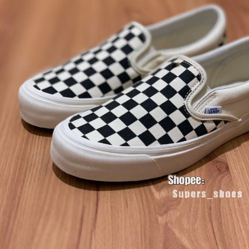 SEPATU VANS SLIPON OG CHECKERBOARD BLACK WHITE - VANS SLIP ON OG CATUR PRIA WANITA | #BRANDSALE SOCKOG-3