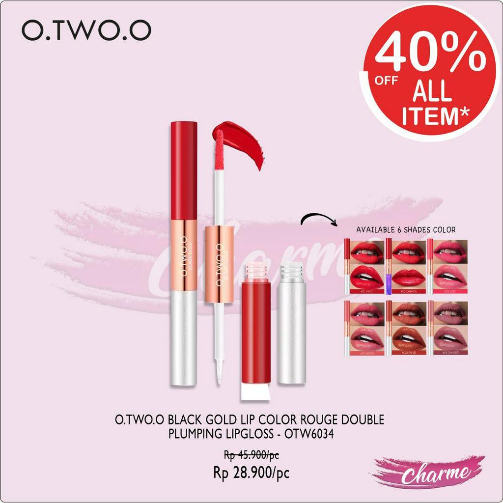 (READY &amp; ORI) O.TWO.O OTWOO Black Gold Lip Color Rouge Double Plumping Lipgloss 6034