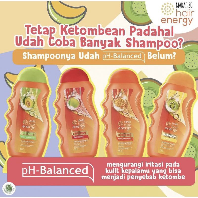 MAKARIZO Hair Energy Shampoo Botol |  Conditioning Shampo Fibertherapy 170ml